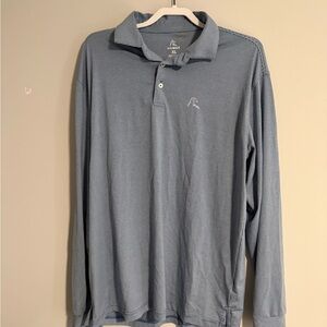 Rhoback Blue Striped Long Sleeve Polo Shirt